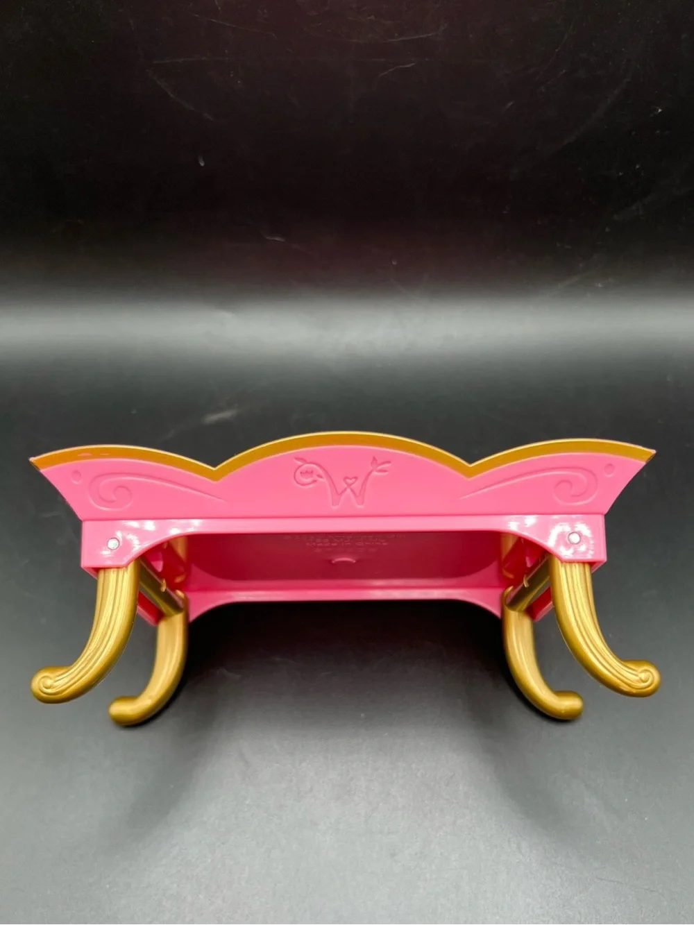 American Girl 2023 Pink Doll Serving Tray Table Gold Foldable Legs “W” Initial